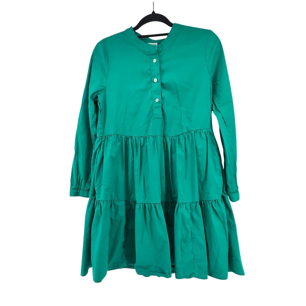 J.Crew Green Tiered Cotton Poplin Mini Dress Size S Capsule Euro Summer
